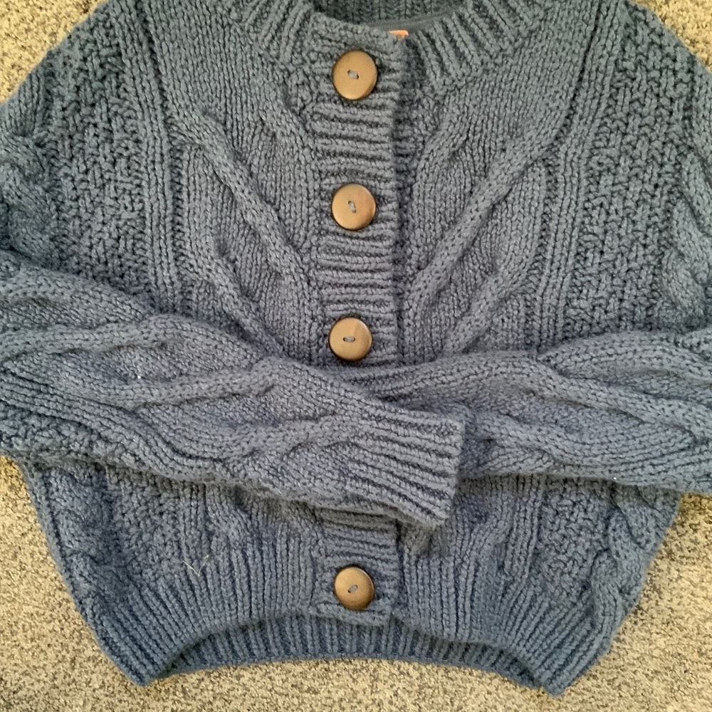 Free people brand new womens blue cropped button up cardigan size xs